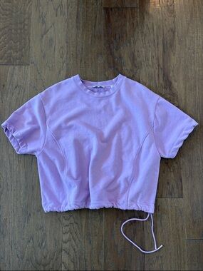 Vince Lilac Drawstring Cropped Sweatshirt. Size M